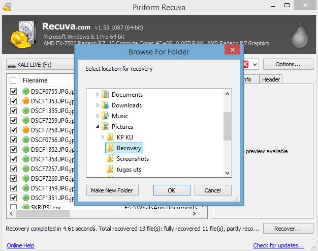 mengembalika file yang terhapus di flashdisk