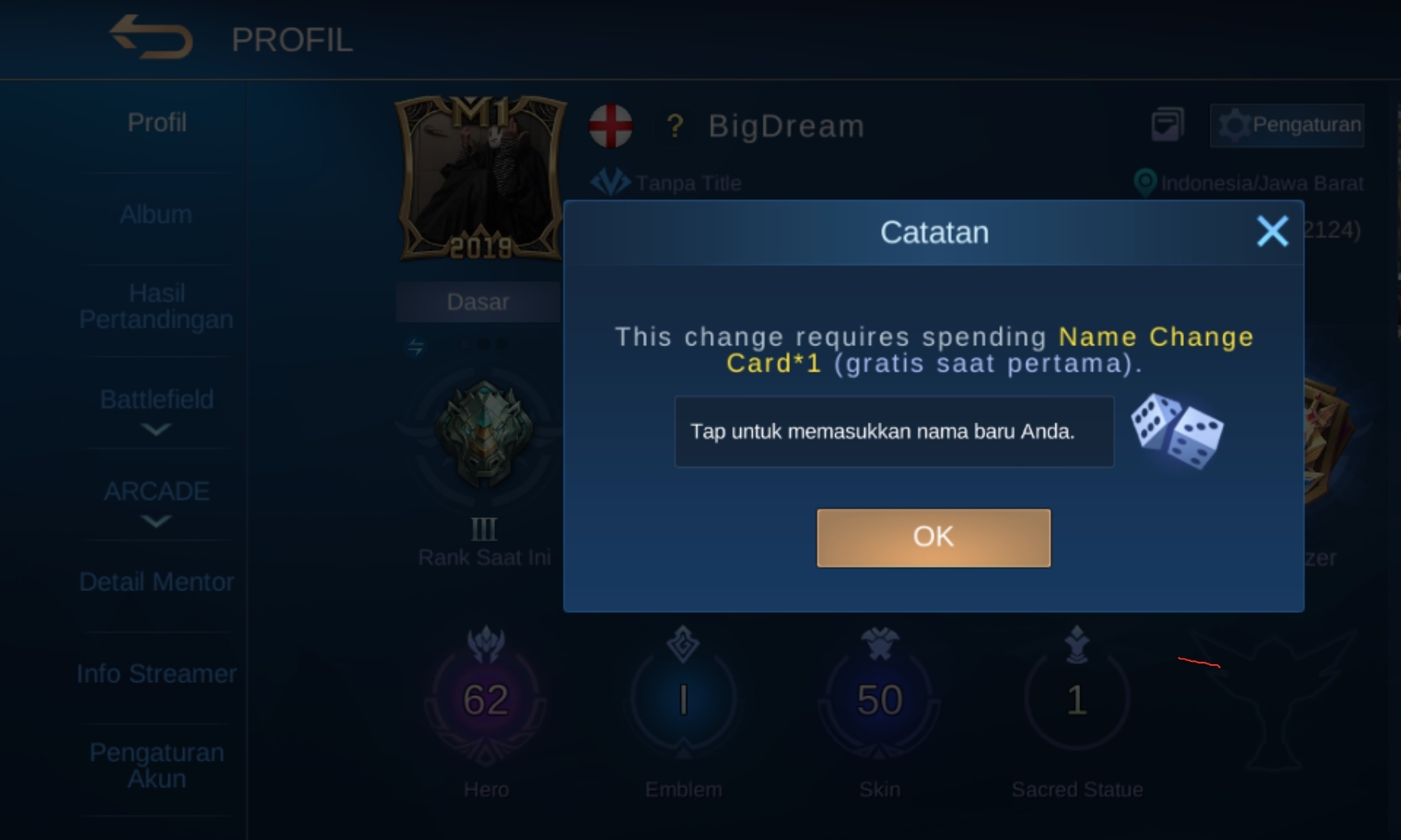 Cara Ganti Nama Mobile Legends