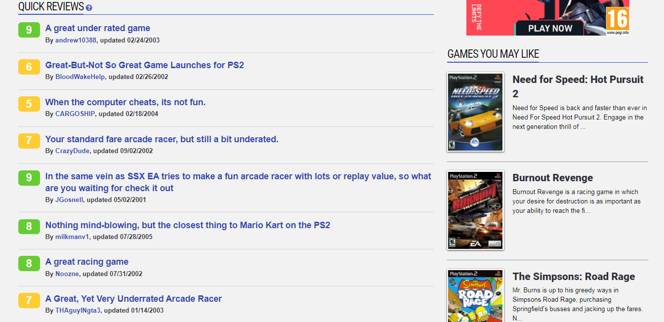 Nilai Game Rumble Racing di gamefaqs.gamespot.com