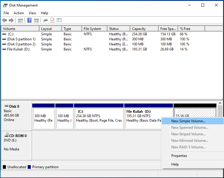 partisi hardisk windows 10