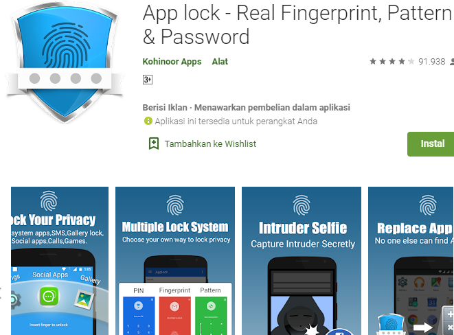 Aplikasi Pengunci Layar Sidik Jari