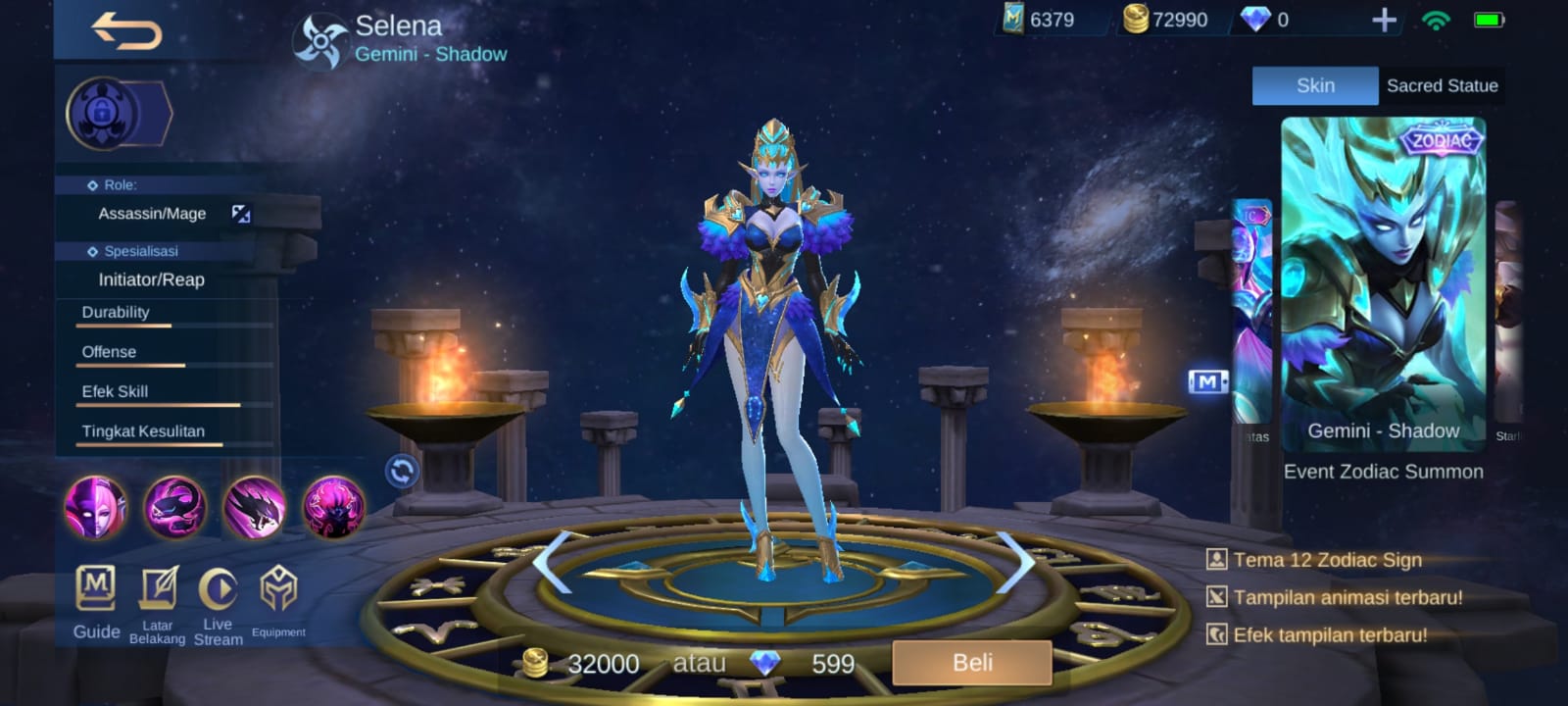 Urutan Skin Zodiac 2020 Mobile Legends : Selena
