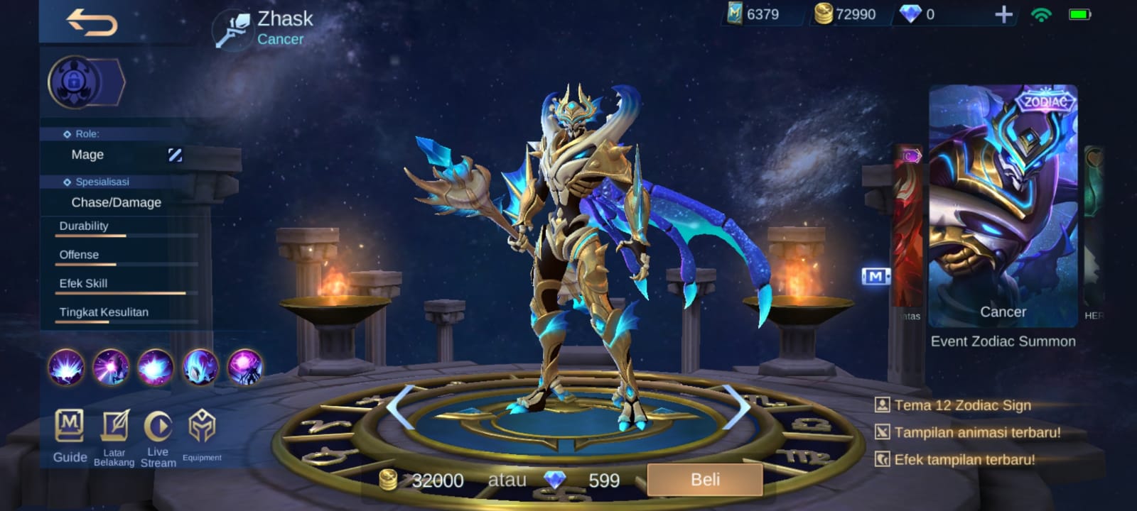 Urutan Skin Zodiac 2020 Mobile Legends : Zhask