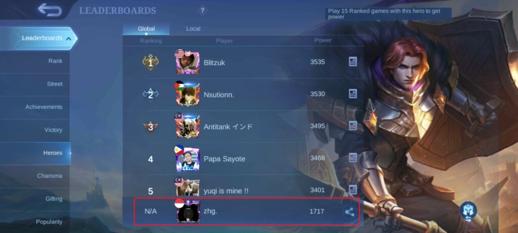 MMR Hero Mobile Legends