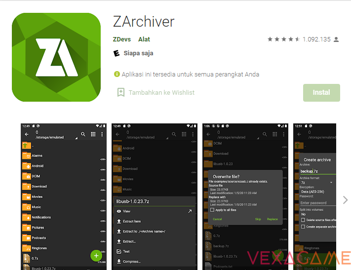 z archiver untuk cara install gta android