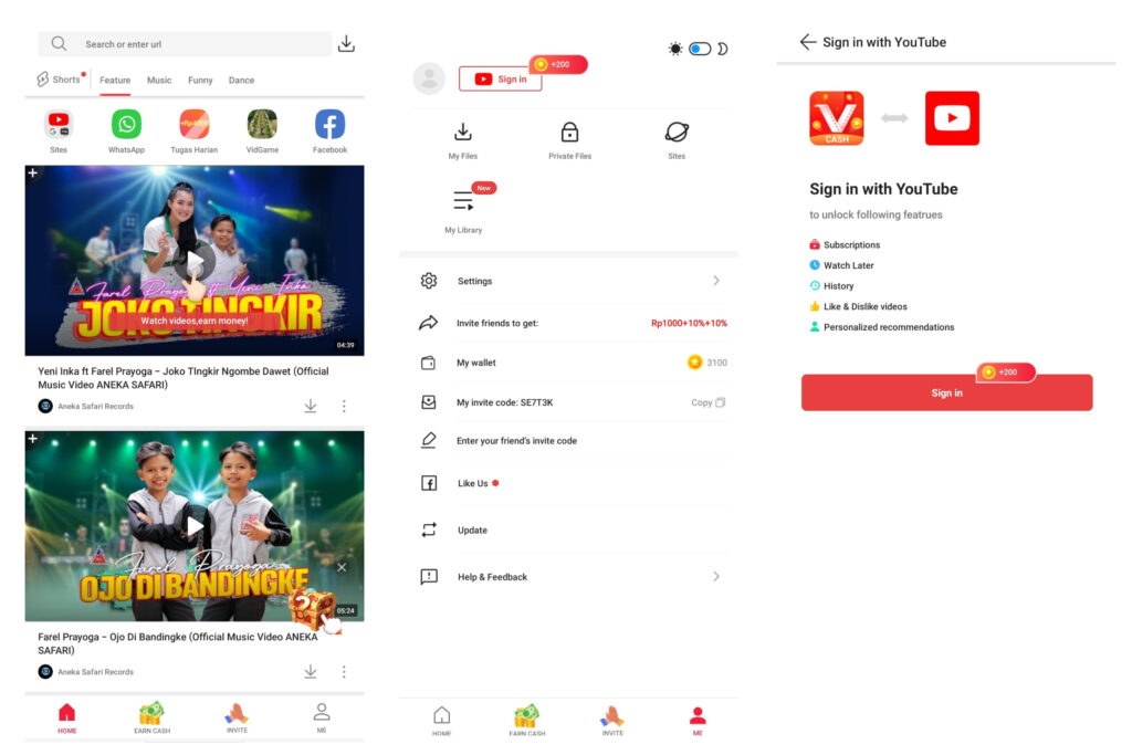 Download, Instal dan Daftar Aplikasi Vidmate Cash