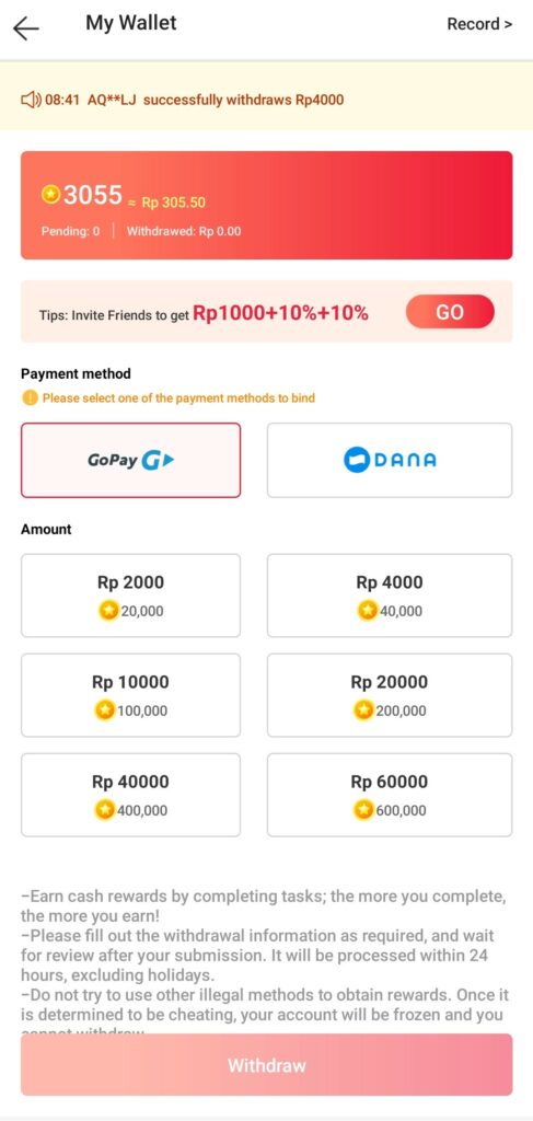 Withdraw Aplikasi Penghasil Uang Vidmate Cash